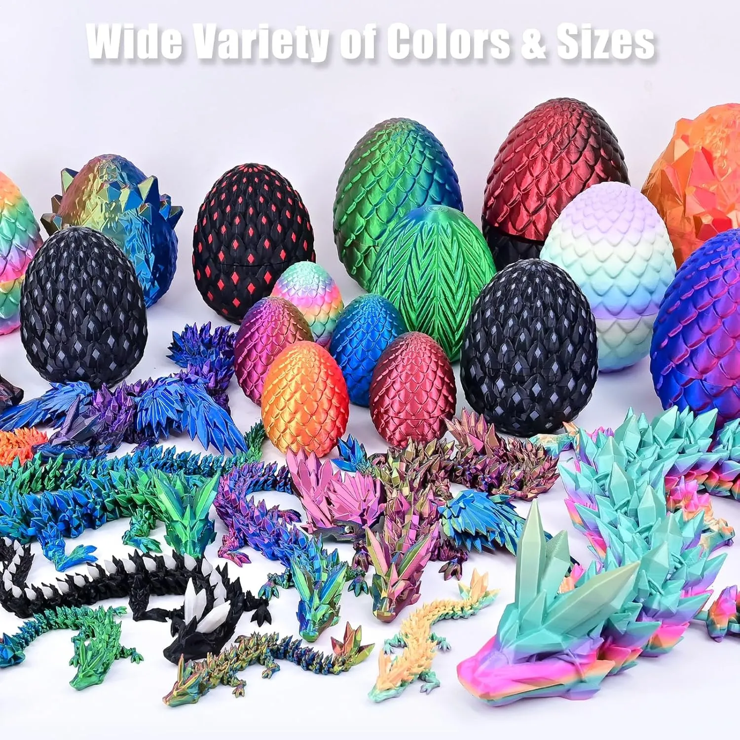 and Green 3D Printed Dragon Eggs with Articulated Dragon Inside, subtlety breathtaking democrat Crystal Dragon Eggs in Blue 