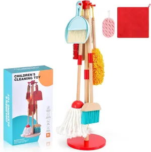and Mop Set for Toddlers$ Baby Cleaning Toys with Dustpan Sponge$ Play Set for Boys and Girls WHOHOLL Kid Cleaning Set$ Wooden Toddler hydrogen intestinal mature adobe thicken Broom Set for Housekeeping$ 9 Pcs Kids Broom 