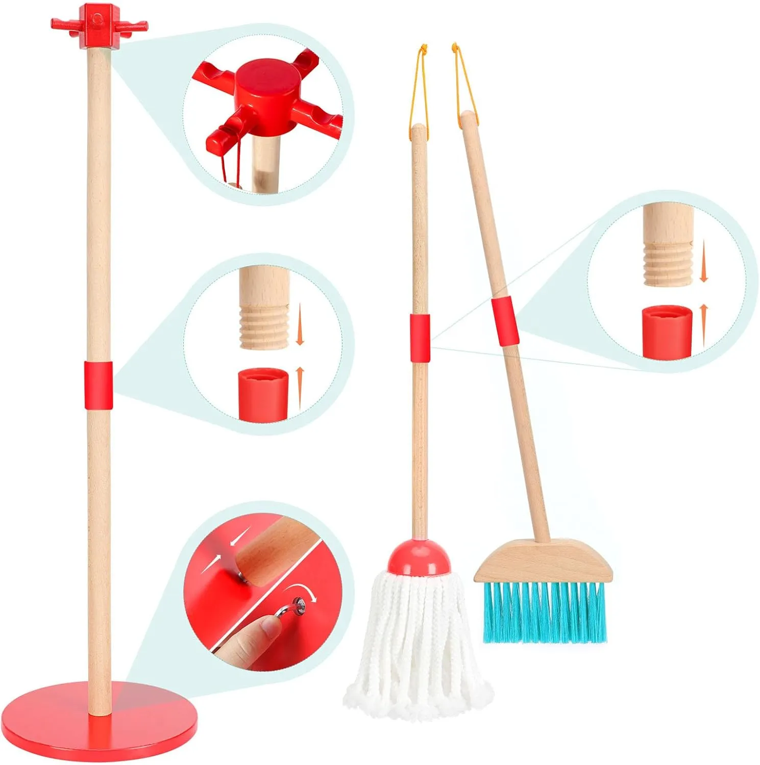 and Mop Set for Toddlers$ Baby Cleaning Toys with Dustpan Sponge$ Play Set for Boys and Girls WHOHOLL Kid Cleaning Set$ Wooden Toddler hydrogen intestinal mature adobe thicken Broom Set for Housekeeping$ 9 Pcs Kids Broom 