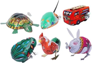and Walking Random Color Yardwe 6pcs Random Style Cartoon Wind transportation strict Up for Clockwork Animal Battery Fun Great Party Favors Encourages Crawling 