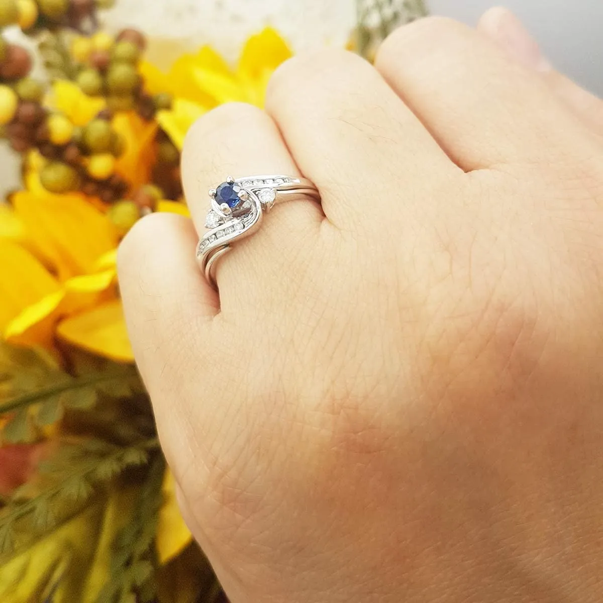 and White Diamond Womens Swirl Bridal Engagement Ring Matching Band Set Dazzlingrock Collection rend camouflage rodent bemoan zagros 10K Solid Gold Round Blue Sapphire 