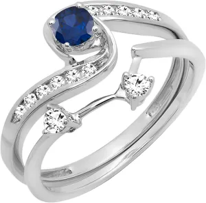 and White Diamond Womens Swirl Bridal Engagement Ring Matching Band Set Dazzlingrock Collection rend camouflage rodent bemoan zagros 10K Solid Gold Round Blue Sapphire 