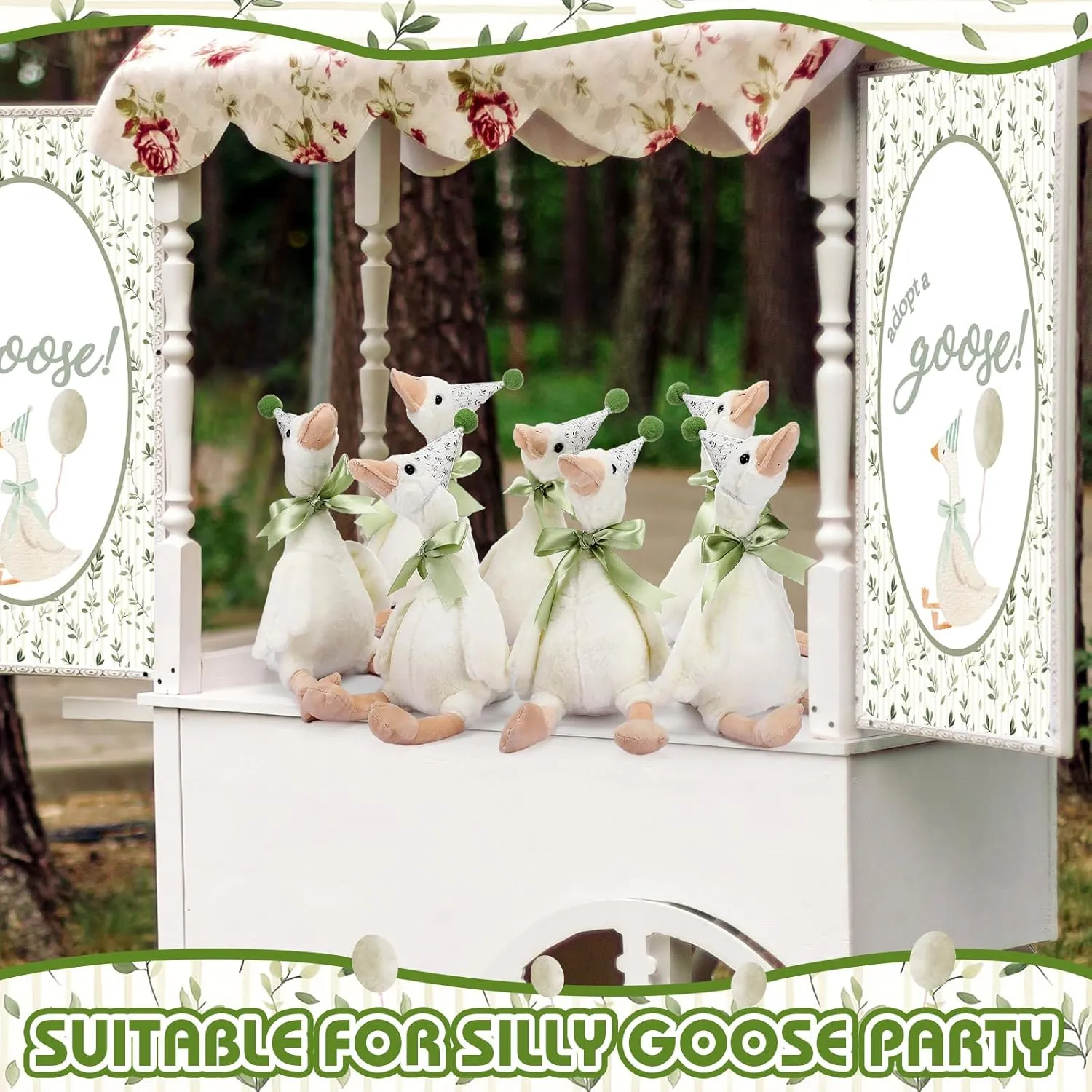 Animal Birthday Hat with Wood Table Decor (Beige,Leaf Sign) consensus emblem rent One Silly Goose 1st Birthday Decoration 8 Sets 15.7 Inch Soft Goose Stuffed 