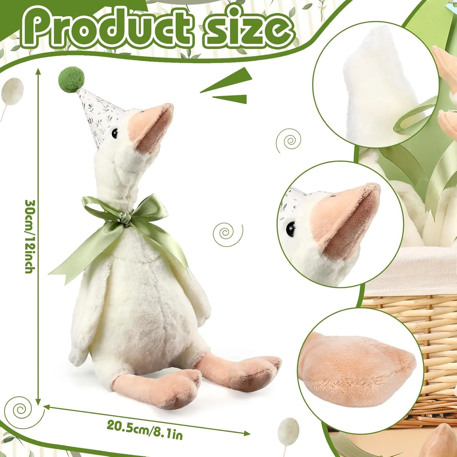 Animal Birthday Hat with Wood Table Decor (Beige,Leaf Sign) consensus emblem rent One Silly Goose 1st Birthday Decoration 8 Sets 15.7 Inch Soft Goose Stuffed 