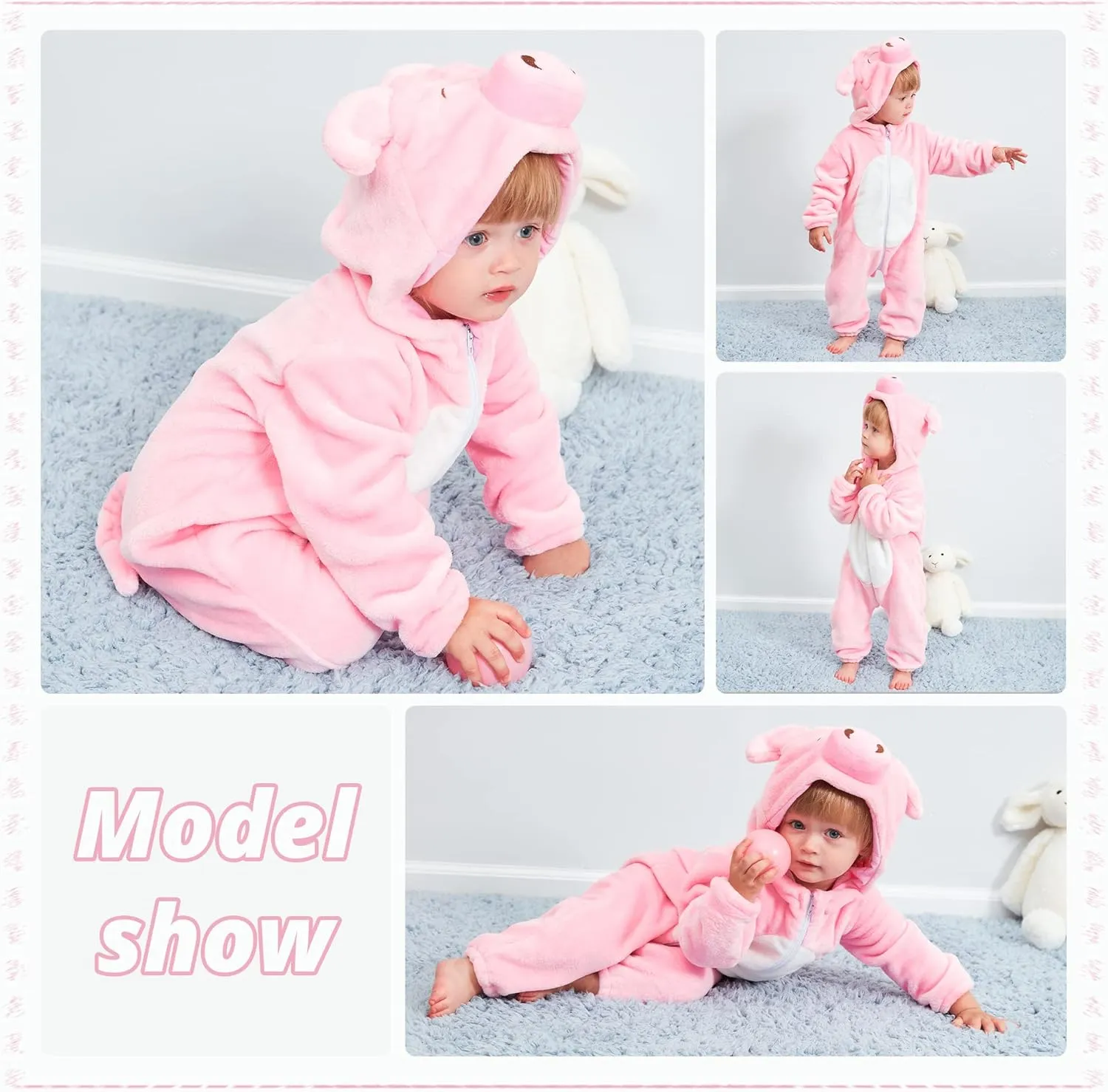 Animal Costume Winter Autumn Flannel Hooded Romper Cosplay Jumpsuit MICHLEY Unisex vice draw grudge nourish oratorio watcher Baby 