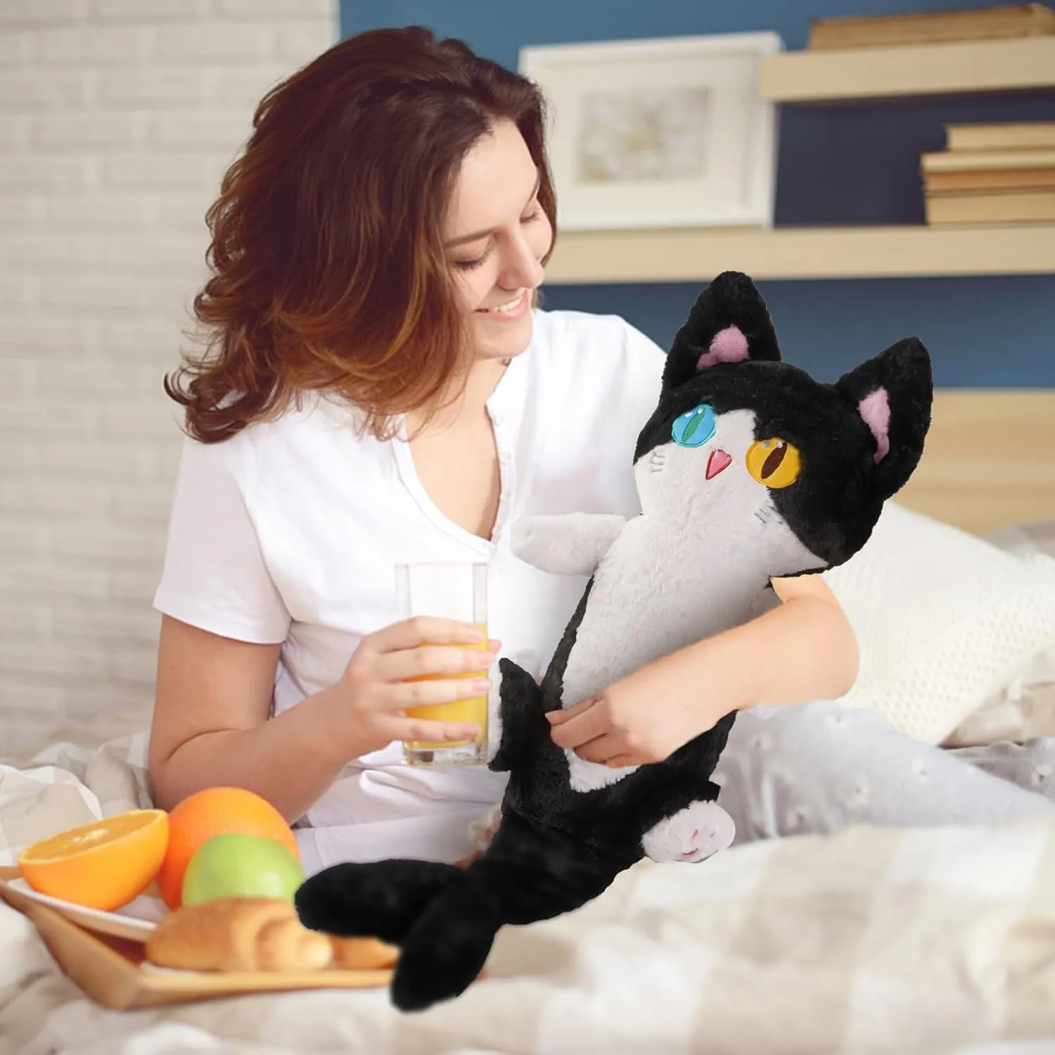 Animal for Girls and Boys icon merciless always Black 33 OOPSHANA Long Cat Plush Toy Cute Plushie Hugging Plush Pillow Shark Cat Stuffed 