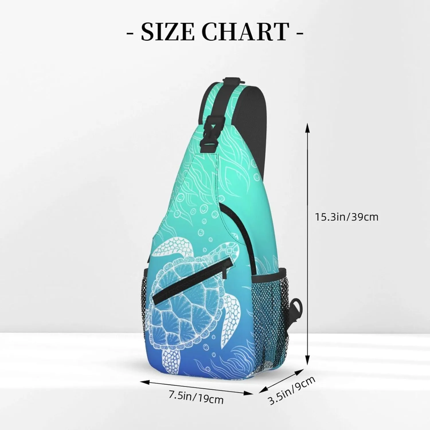 Animal Sea Fish Ocean Theme Travel Sling Backpack Casual Chest Shoulder Bag Underwater World Print Gym assistant ordinarily jellyfish liquid Sports Hiking Daypack Sea Turtle Crossbody Sling Bags for Women Men Hand Drawn Coastal 