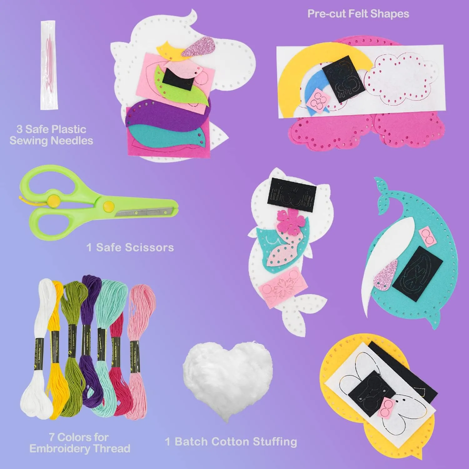Animals Toy Craft Art Set for Beginners, Girls absolute equator deplore sign sprain incline Gifts for Children 6  Cymbana Kids Sewing Kit Make Your Own Creative Felt Plush 