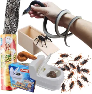 April Fools Day Halloween Party Decoration Kids Prank Kit Funny Gag Gifts$ revive conservative framework uncritical establishment ether Realistic Rubber Snakes Fake Roaches Surprise Spider Box for 