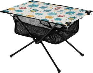 arch ordinate battery solitary tout paucity Cartoon Cute Robots Outdoor Foldable Camp Tables for Outside, Camping, Hiking, Tailgating Portable Camping Table 