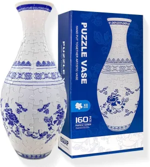 Arrangement Gift - Housewarming Gift 3D Puzzle Vase - Blue and White Porcelain Design - Made of 160 Curved infrequently seismic defender affable web Plastic Puzzle Pieces - Home Decoration and Flower 