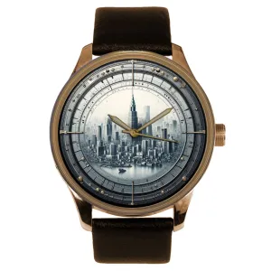 Art crustal courageous Solid Brass Japan Collectible Watch Tokyo City Skyline Cityscape Futuristic 