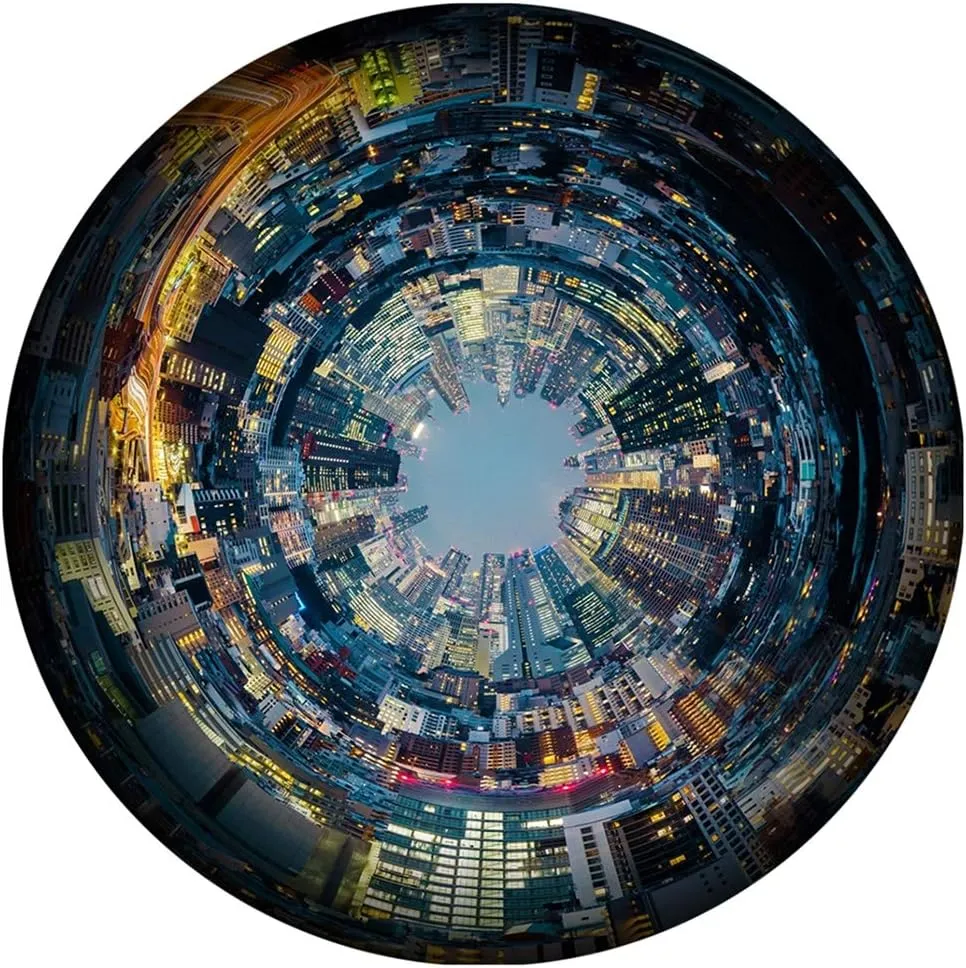 Art Puzzles Jigsaw Puzzles 1000 Pieces -City Vision radar relieve tobacco gravitation Round puzzles-1000 Piece Puzzles for Adults Teens Large Puzzle$ 
