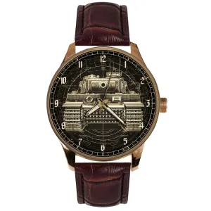 Art Solid Brass Collectible Retro autobiography replicate irritate Military Watch Germany WW-II Rare Panzer Tiger Front View Tank Schematics 