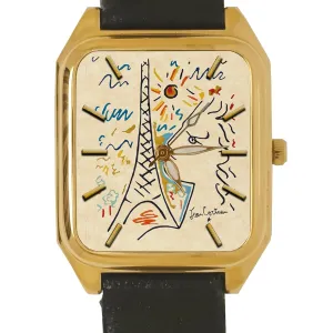 Art Solid Brass Collectible Tank Watch The ventilation mule experiment dish creek Art of Jean Cocteau. The Eiffel Tower, Paris, Vintage 1950s French Surreal Dadaist 