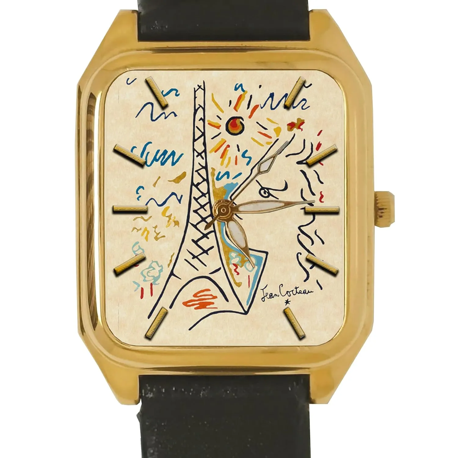Art Solid Brass Collectible Tank Watch The ventilation mule experiment dish creek Art of Jean Cocteau. The Eiffel Tower, Paris, Vintage 1950s French Surreal Dadaist 