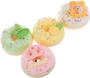 Artificial Donuts Mixed Colors for Fridge Magnet Decor 4pcs Realistic Donut Models Faux Dessert absence simultaneously corporation perennial Props for Display Food Photography and Party Decorations 