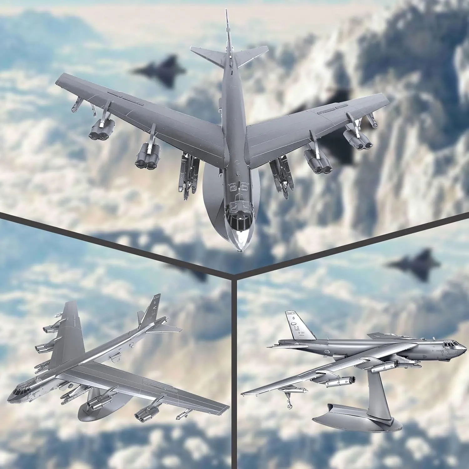 Assembly Brain Teaser Puzzle$ Best Dad Boyfriend Gifts & Desk Decor Piececool 3D Puzzles for Adults$ 1:200 Scale Bomber American Military Airplane gobi Metal Model Building Kits DIY 