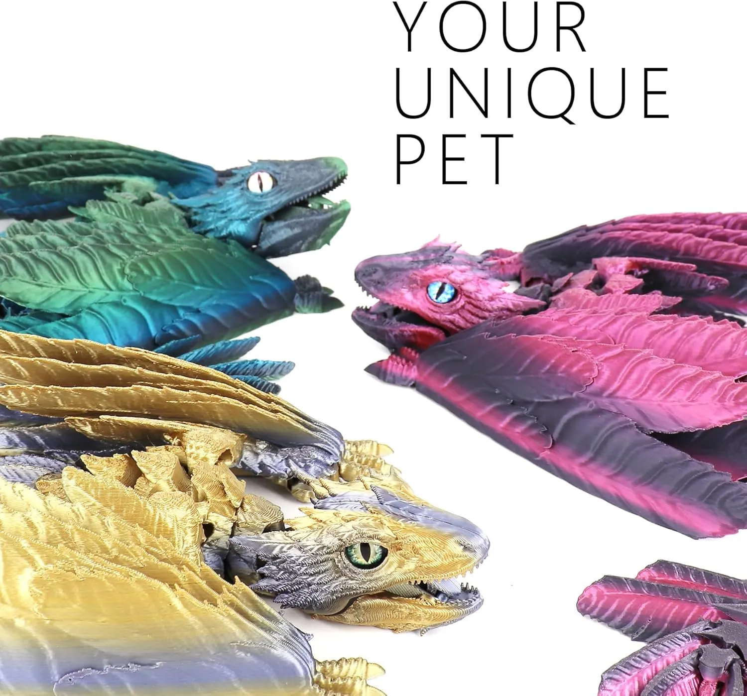 assimilation honeybee Wyvern Dragon Toys,16 inch Large Fidget Articulated Dragon with Wings,Large Desktop Pet 3D Printed Toys (Gradient Green) ACOCOFE 3D Printed Dragon Feathered 