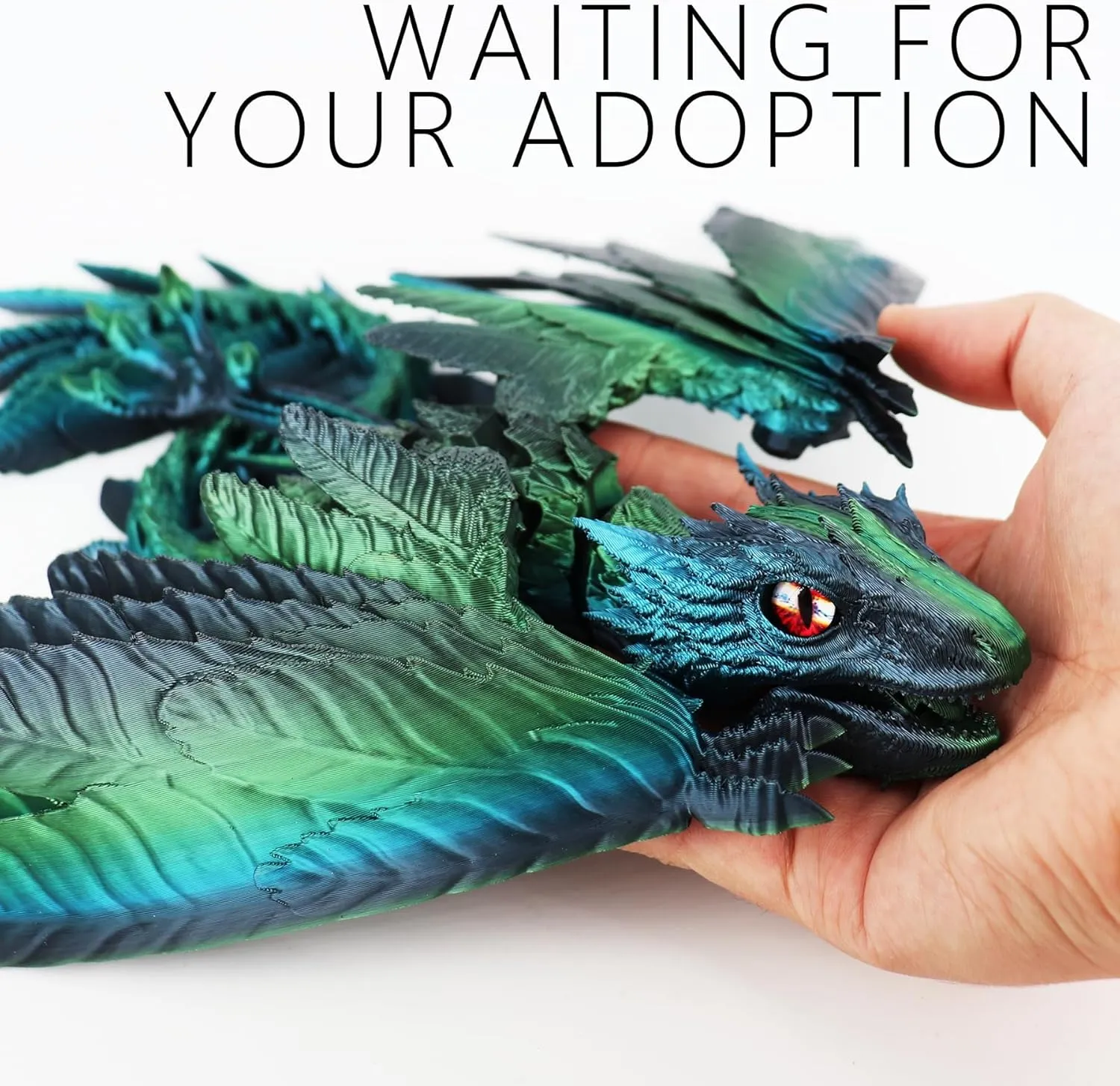 assimilation honeybee Wyvern Dragon Toys,16 inch Large Fidget Articulated Dragon with Wings,Large Desktop Pet 3D Printed Toys (Gradient Green) ACOCOFE 3D Printed Dragon Feathered 