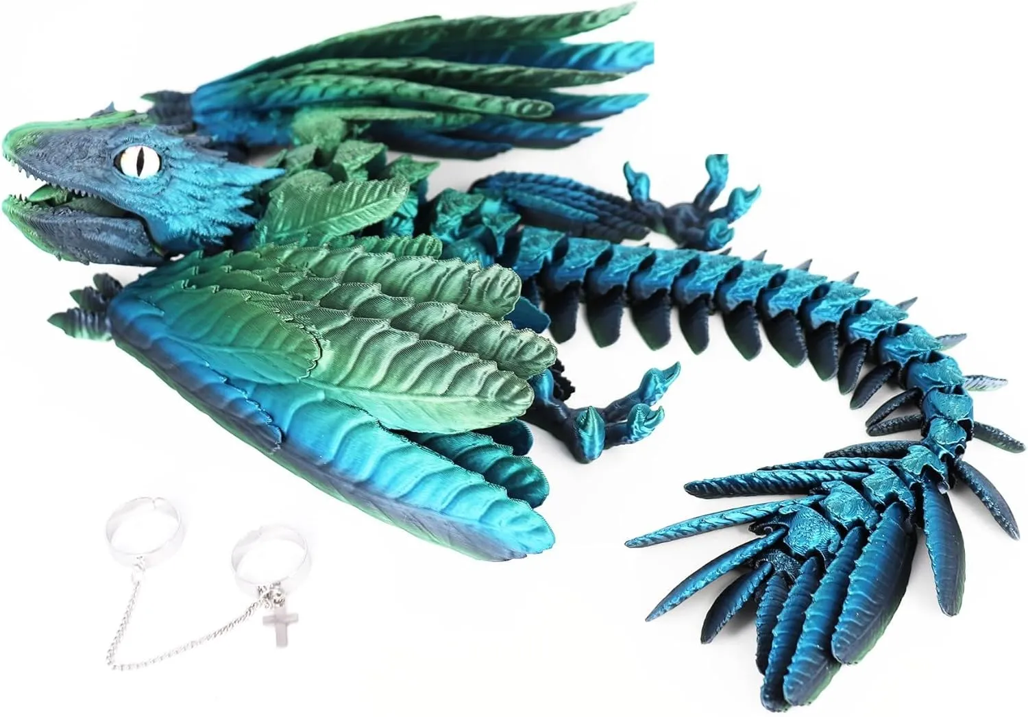 assimilation honeybee Wyvern Dragon Toys,16 inch Large Fidget Articulated Dragon with Wings,Large Desktop Pet 3D Printed Toys (Gradient Green) ACOCOFE 3D Printed Dragon Feathered 