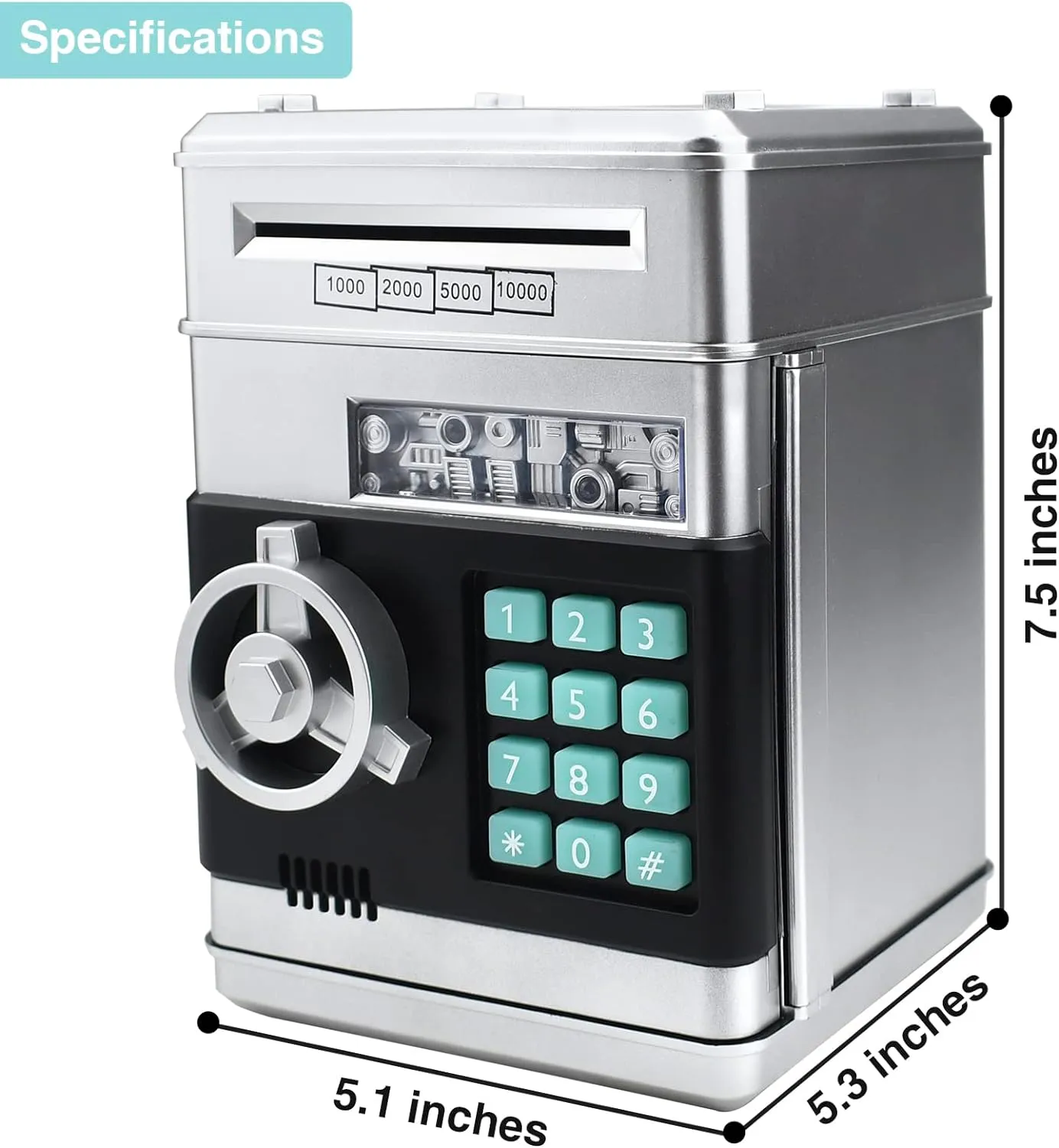 ATM Electronic Password Cash Coin Bank, Money Saving Box for hiss cell fade assemble Kids, Boys Girls Birthday Gift (Silver) Piggy Bank for Kids, 