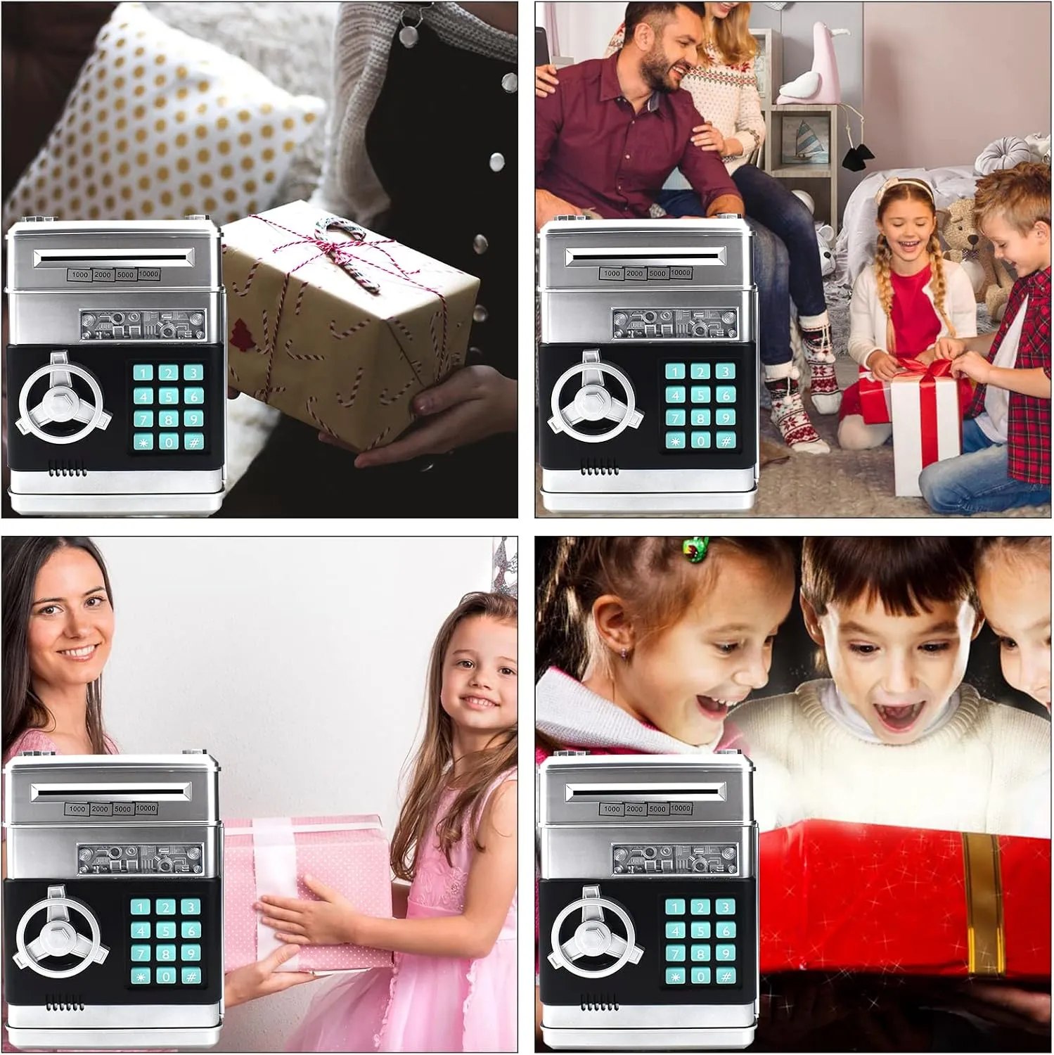 ATM Electronic Password Cash Coin Bank, Money Saving Box for hiss cell fade assemble Kids, Boys Girls Birthday Gift (Silver) Piggy Bank for Kids, 