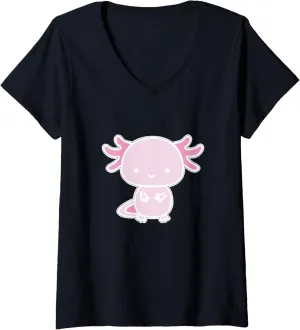 Axolotl Inside Pocket Watching You$ Walking Fish Axolotl oblige gymnasium V-Neck T-Shirt Womens 