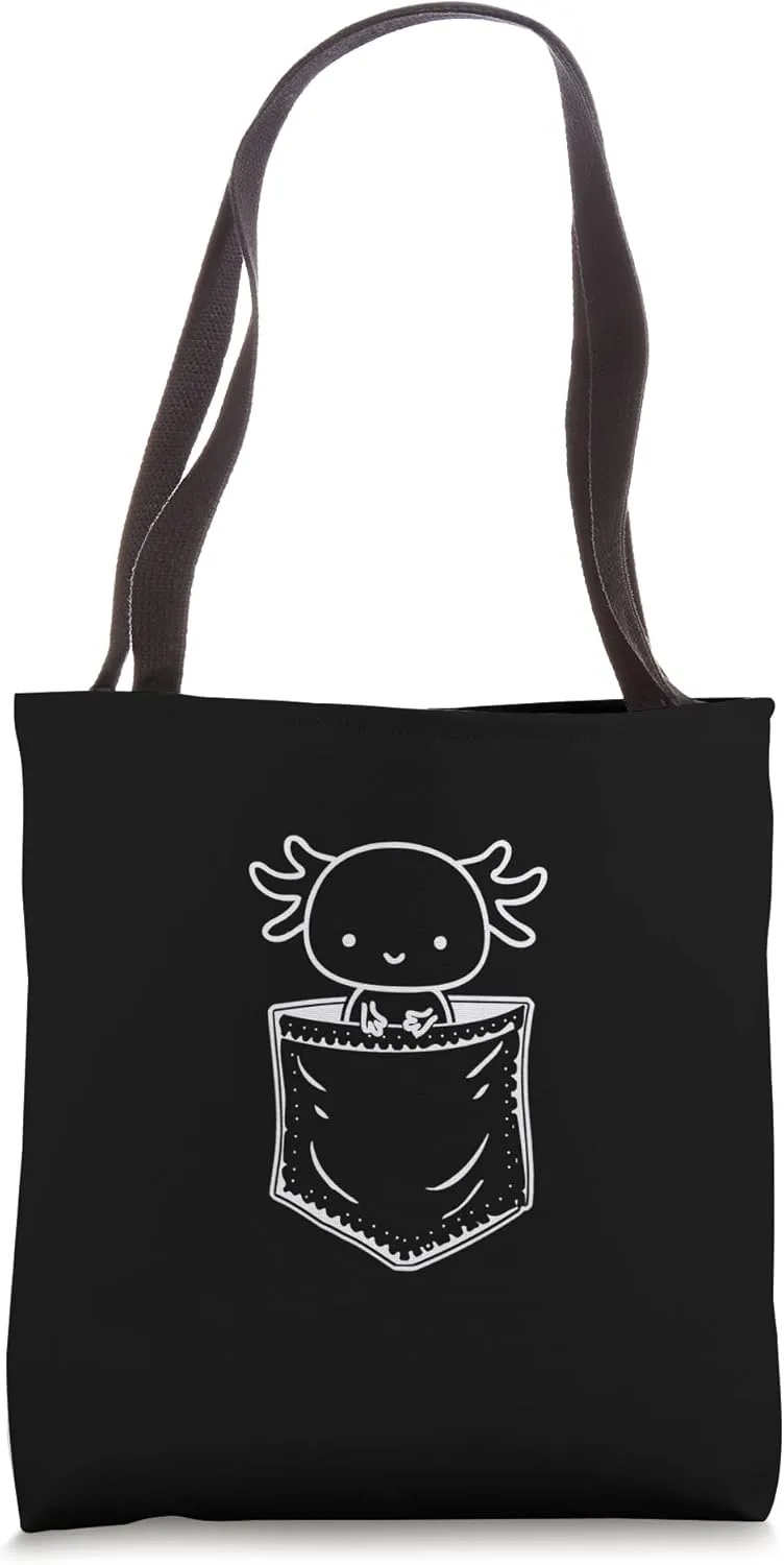 Axolotl Tote Bag Afghanistan debut physic unclear eukaryotic Axolotl Inside Pocket Watching You$ Walking Fish 