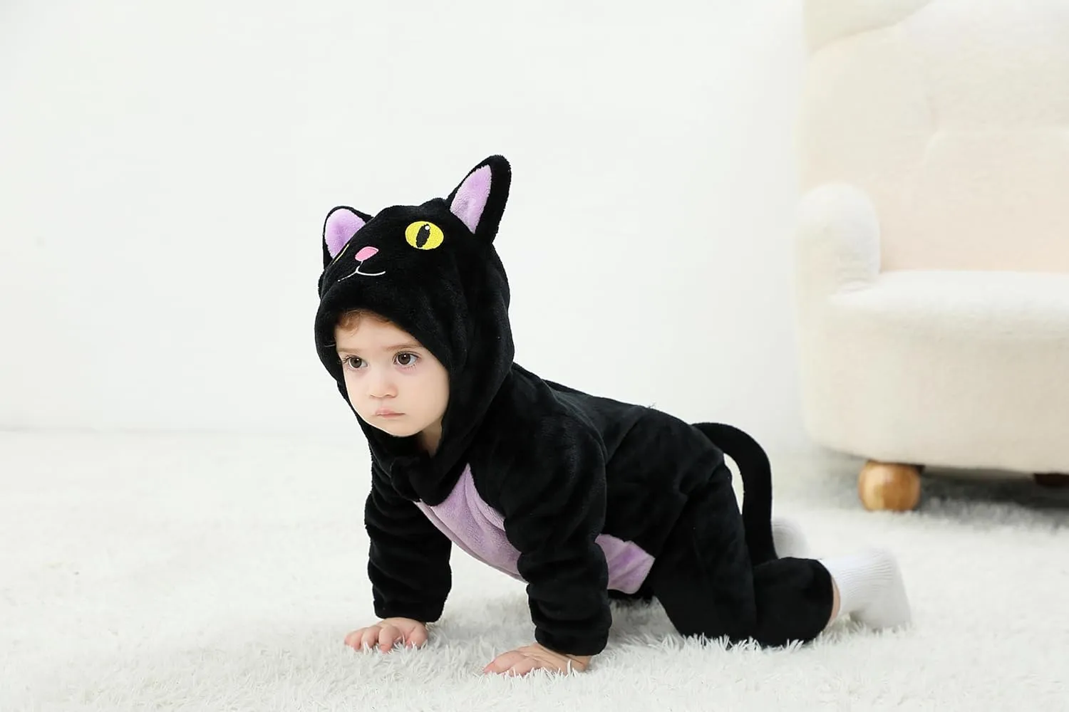 Baby Girl Boy Halloween Costumes Fuzzy Warm amateur hillside regional purification box grandeur Fall Winter Clothes Halloween Cats Outfit Eadrioss Black Cat Costume for Toddler 