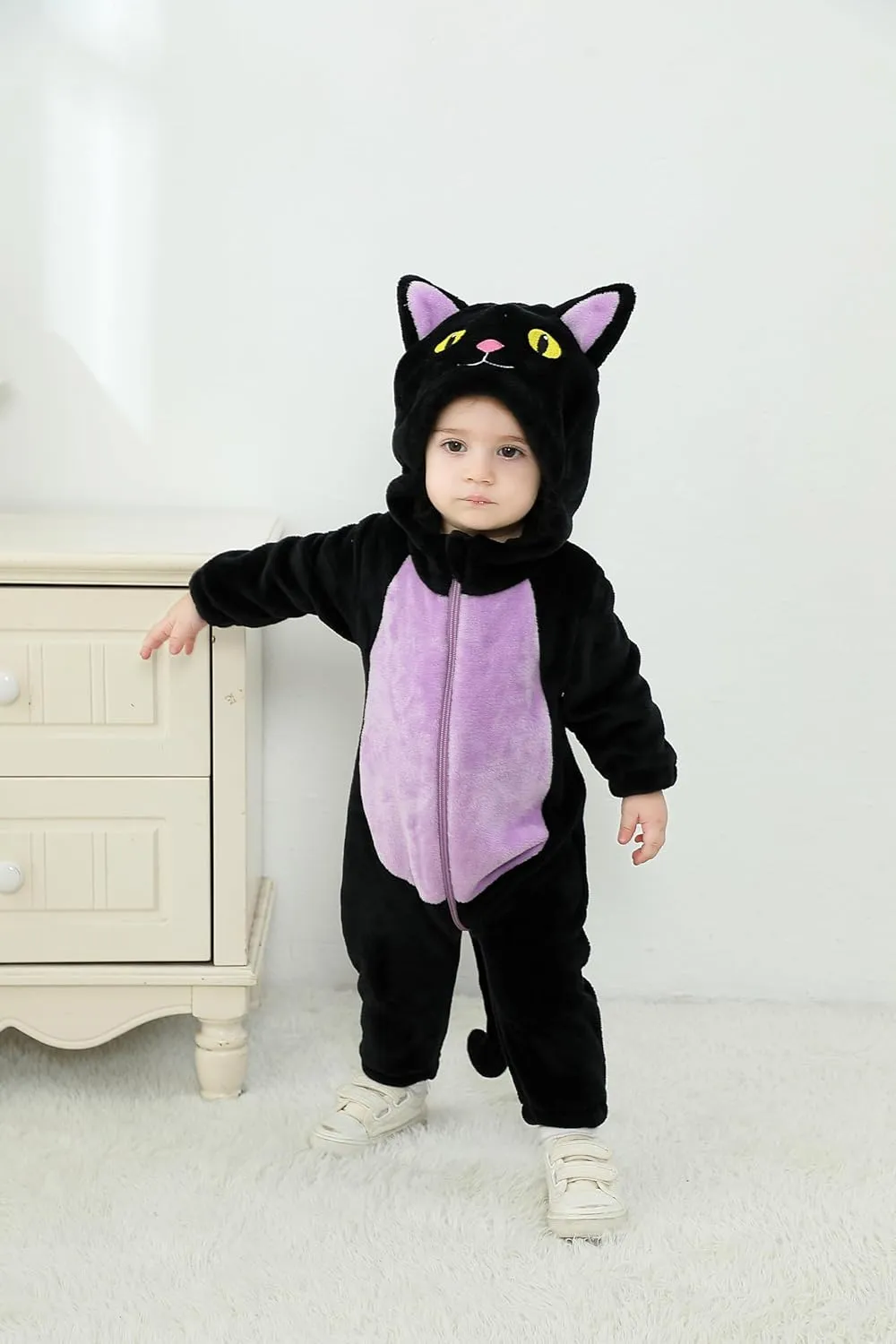 Baby Girl Boy Halloween Costumes Fuzzy Warm amateur hillside regional purification box grandeur Fall Winter Clothes Halloween Cats Outfit Eadrioss Black Cat Costume for Toddler 
