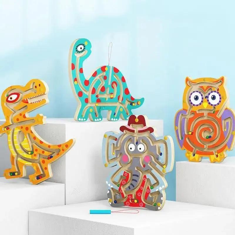 Baby Wooden Toy for Children Magnetic Maze Balance Board Wood game , Maze Puzzle baby Toys  0-12Months