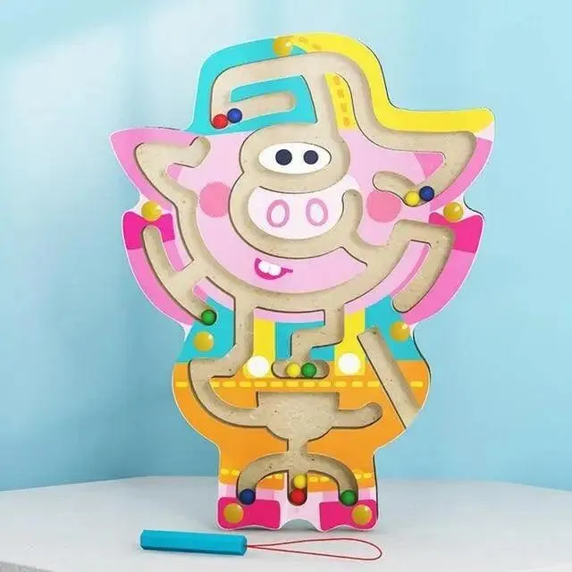 Baby Wooden Toy for Children Magnetic Maze Balance Board Wood game , Maze Puzzle baby Toys  0-12Months