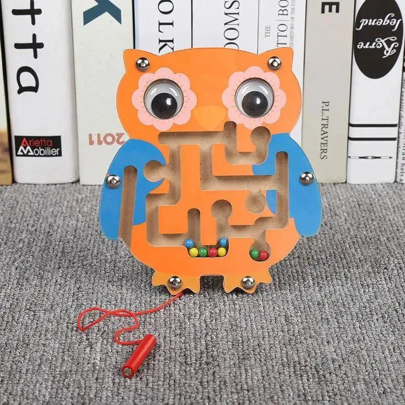 Baby Wooden Toy for Children Magnetic Maze Balance Board Wood game , Maze Puzzle baby Toys  0-12Months