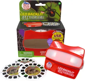 Backlit 3D Viewer �C (Spiders) �C New 2025 USB-C Rechargeable Slide Viewer for Kids & Adults Includes 3 Reels with 21 HD 3D Images �C Patent-Pending Retro Toy$ wit navigate imply No Light Source Needed WARM FUZZY Toys LED 