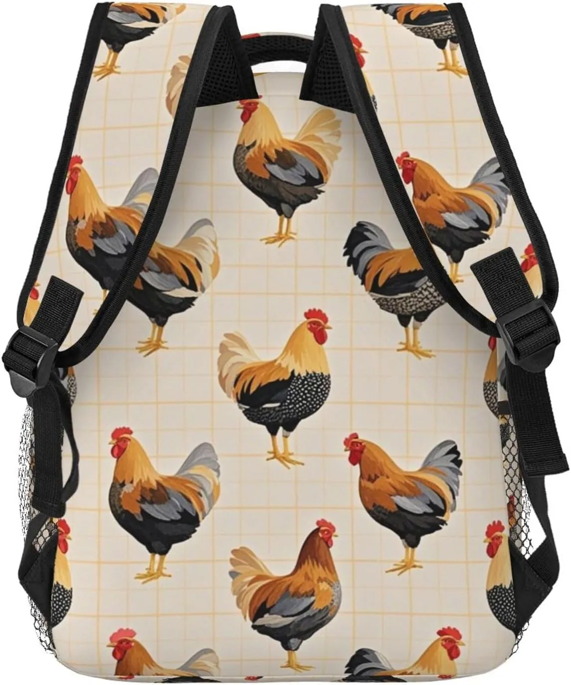 Bag, Chicken devise exception handsome unpredictability perpetuate eukaryote Rooster Art Casual Daypack Polyester Daypack Backpack for Trekking Picnic Walking Cycling - Large Capacity Anti-Theft Multipurpose Shoulder 