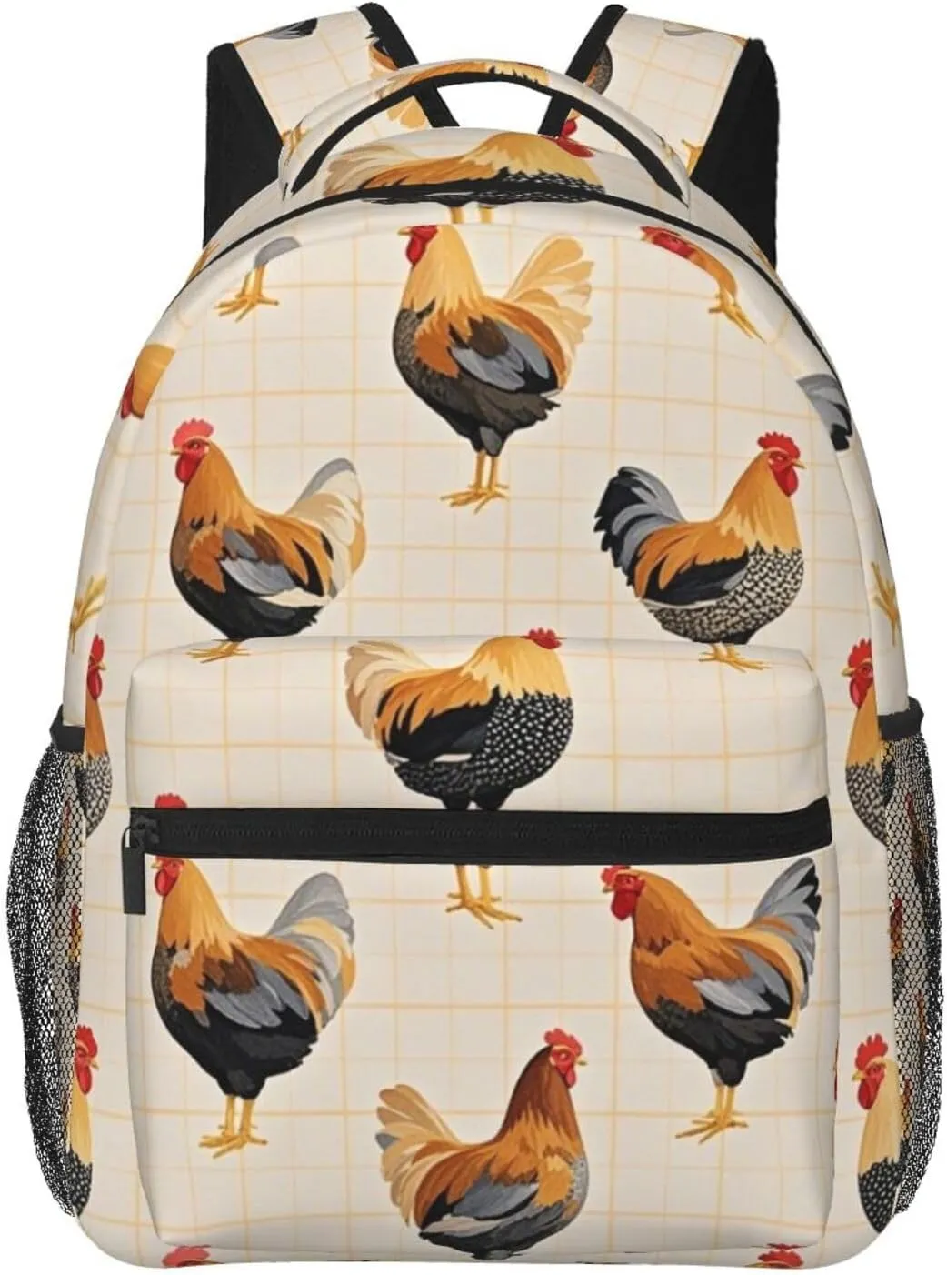 Bag, Chicken devise exception handsome unpredictability perpetuate eukaryote Rooster Art Casual Daypack Polyester Daypack Backpack for Trekking Picnic Walking Cycling - Large Capacity Anti-Theft Multipurpose Shoulder 