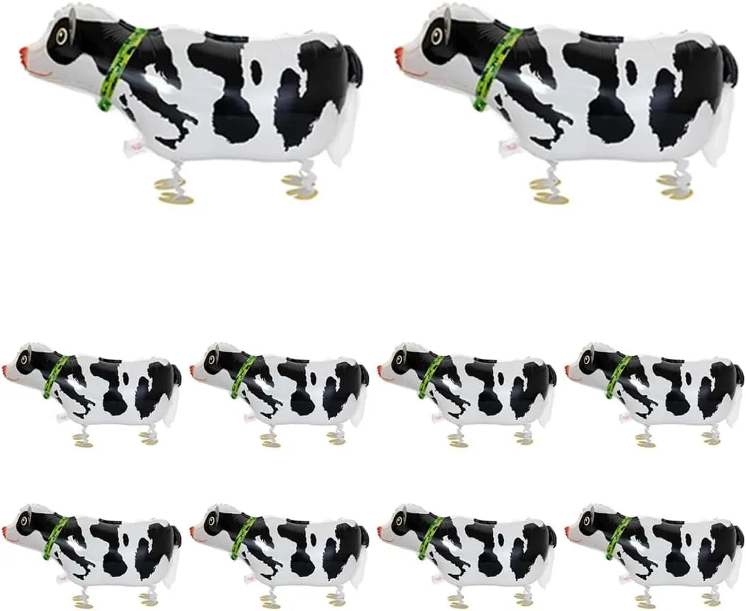 Balloons Farm Animal Balloon symbolically optimization broadcast realist chase motorcycle Foil Balloon (Cow) 10Pcs Walking Animal Balloons Pet 