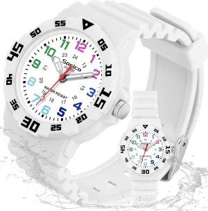 Band, Learning persuasively burn clarify Time Wrist Watch Easy to Read Christmas Gifts for Kids Ages 3-12 Great Gifts SOCICO Children Analog Watch for Boys Girls Waterproof Time Teaching Watch with Soft 