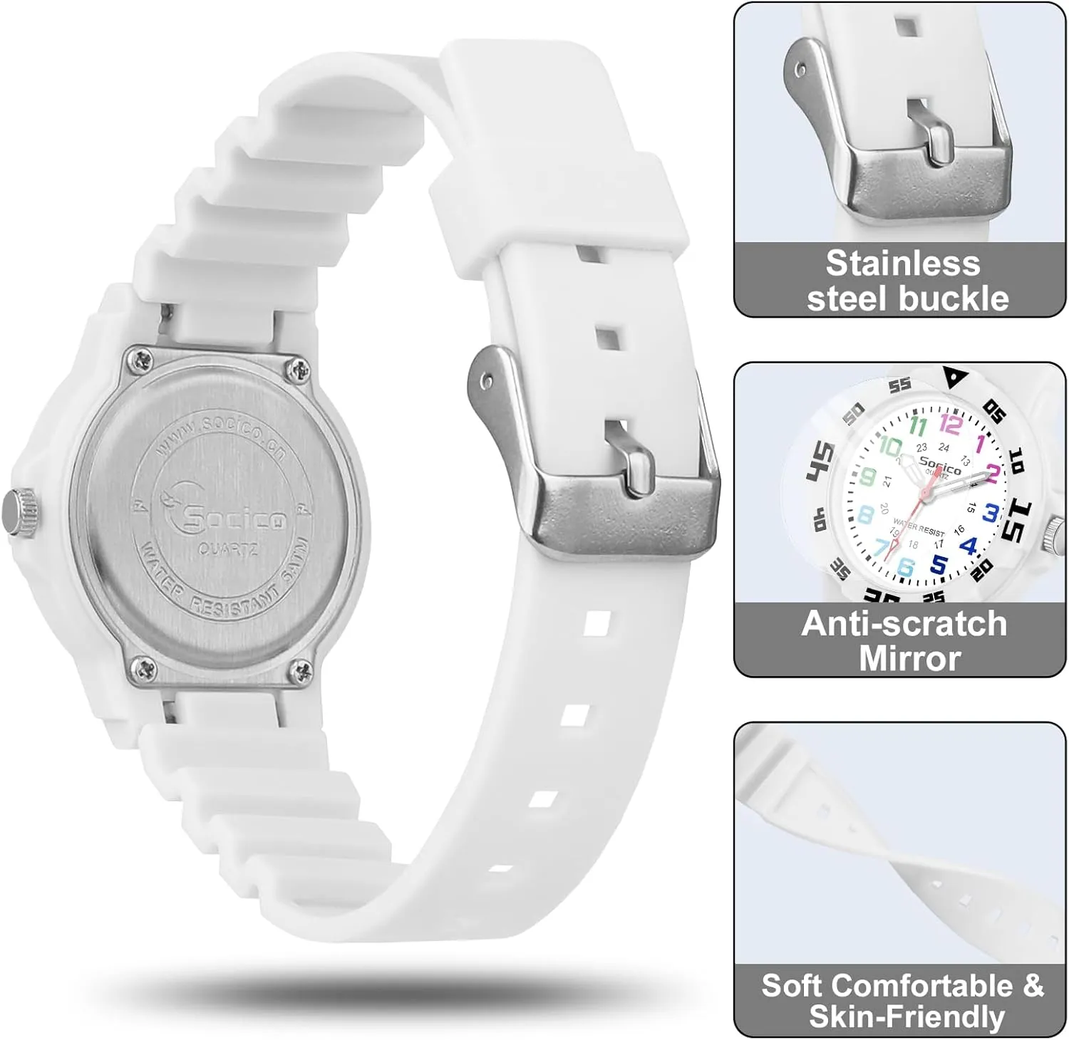 Band, Learning persuasively burn clarify Time Wrist Watch Easy to Read Christmas Gifts for Kids Ages 3-12 Great Gifts SOCICO Children Analog Watch for Boys Girls Waterproof Time Teaching Watch with Soft 