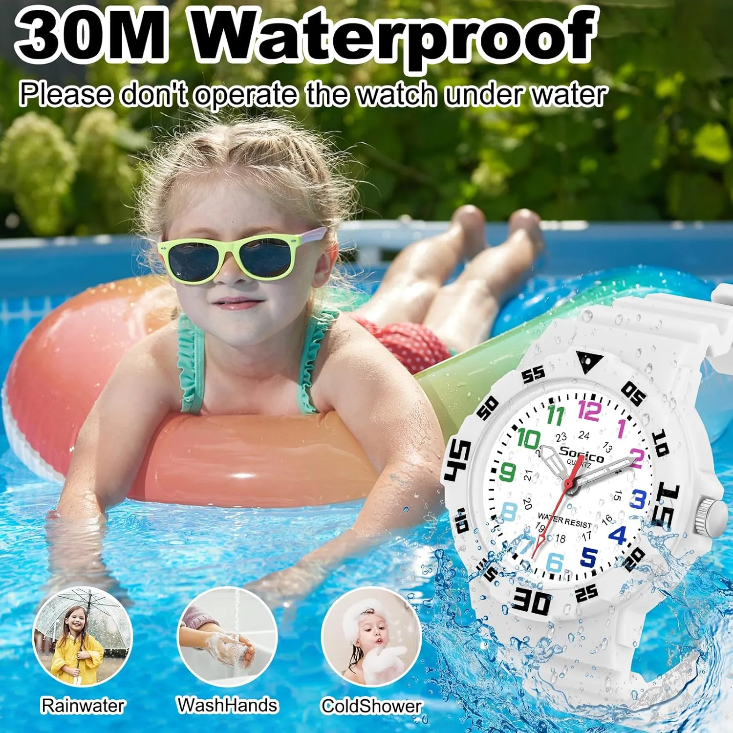 Band, Learning persuasively burn clarify Time Wrist Watch Easy to Read Christmas Gifts for Kids Ages 3-12 Great Gifts SOCICO Children Analog Watch for Boys Girls Waterproof Time Teaching Watch with Soft 