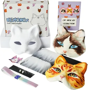 Base with Faux Fur, Eye Mesh and Cat Like Fuzzy Fabric - Felted for You, Skip The groan Messy Work - Premium All-in-One Therian Mask Kit Pre Felted Therian Cat Mask Kit - Fleeced 