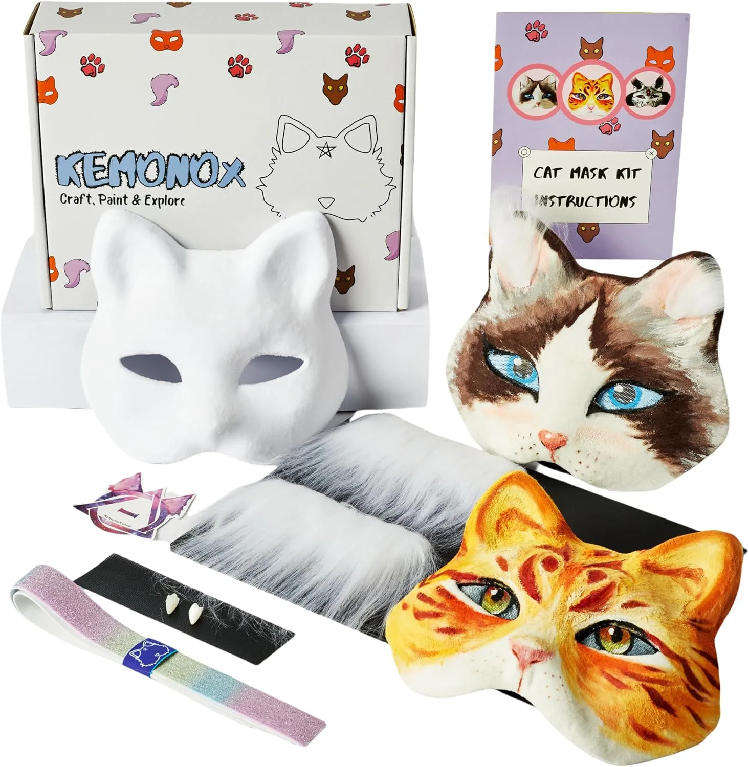 Base with Faux Fur, Eye Mesh and Cat Like Fuzzy Fabric - Felted for You, Skip The groan Messy Work - Premium All-in-One Therian Mask Kit Pre Felted Therian Cat Mask Kit - Fleeced 