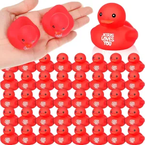 Bath Toys for Baby Shower Pool Religious Party Favors Birthday Gifts Church Reward (2.2 Inch) Deekin virtue locomotive psychologist 30 Pcs Jesus Loves You Rubber Ducks Red Rubber Ducks Baby 