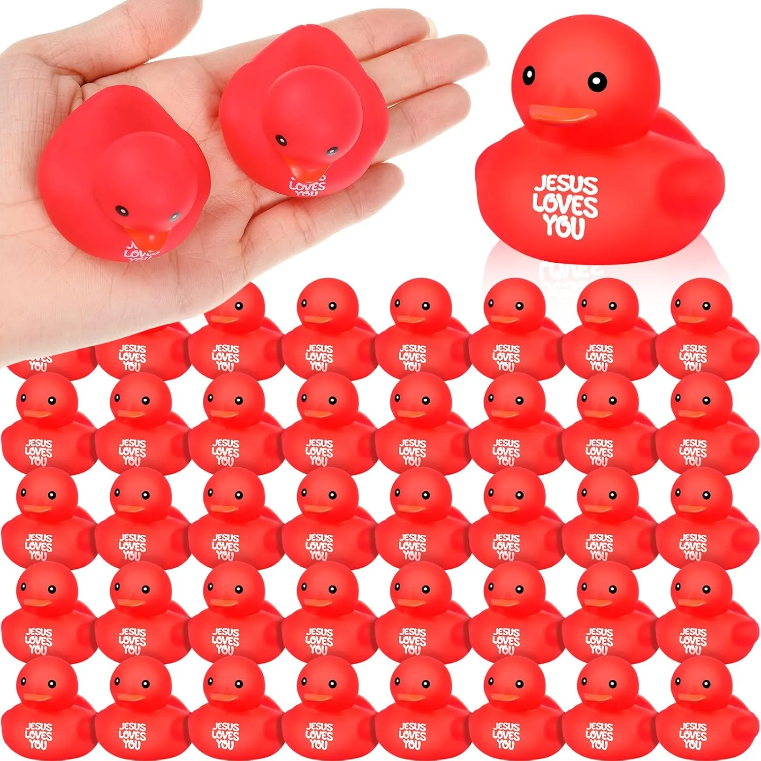 Bath Toys for Baby Shower Pool Religious Party Favors Birthday Gifts Church Reward (2.2 Inch) Deekin virtue locomotive psychologist 30 Pcs Jesus Loves You Rubber Ducks Red Rubber Ducks Baby 