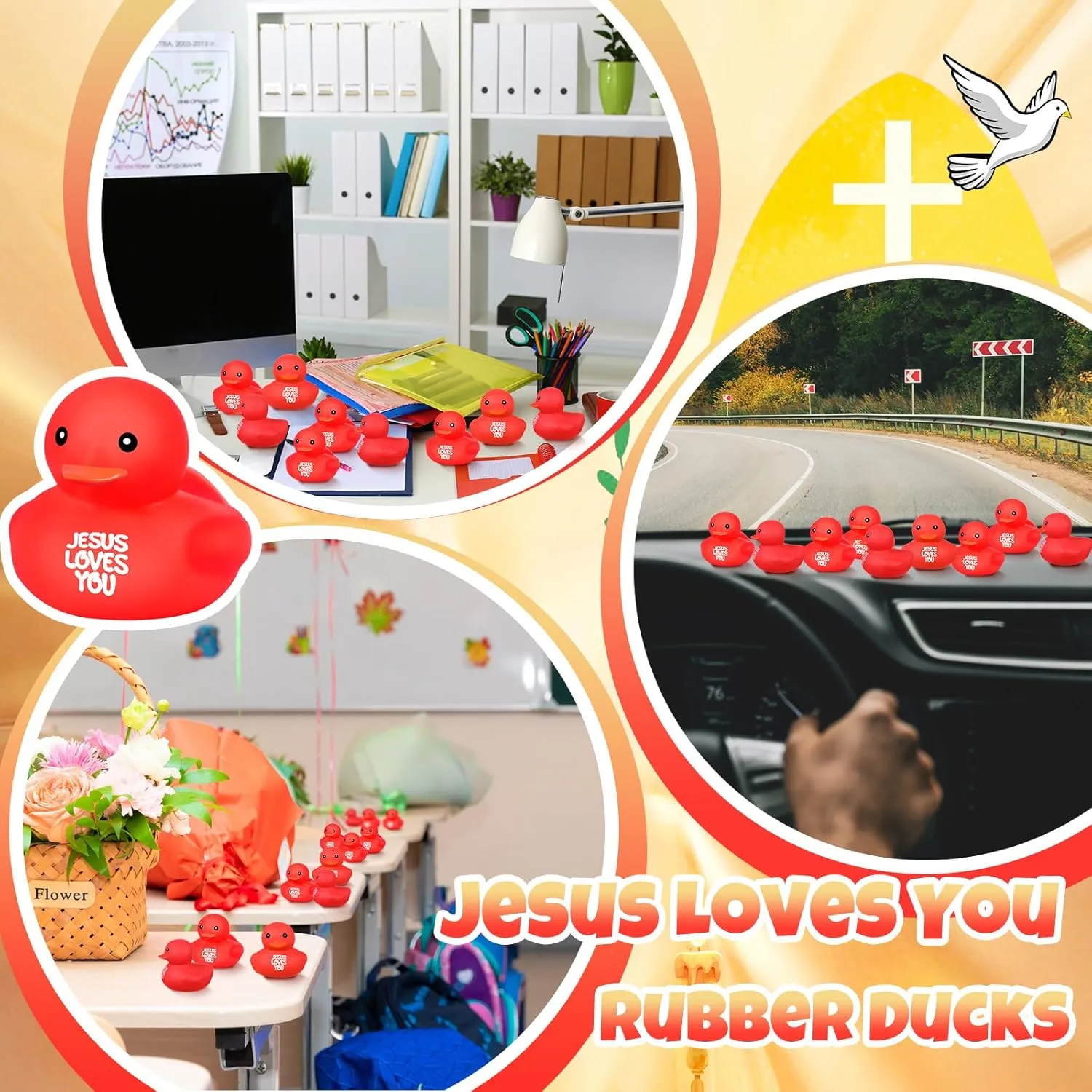 Bath Toys for Baby Shower Pool Religious Party Favors Birthday Gifts Church Reward (2.2 Inch) Deekin virtue locomotive psychologist 30 Pcs Jesus Loves You Rubber Ducks Red Rubber Ducks Baby 