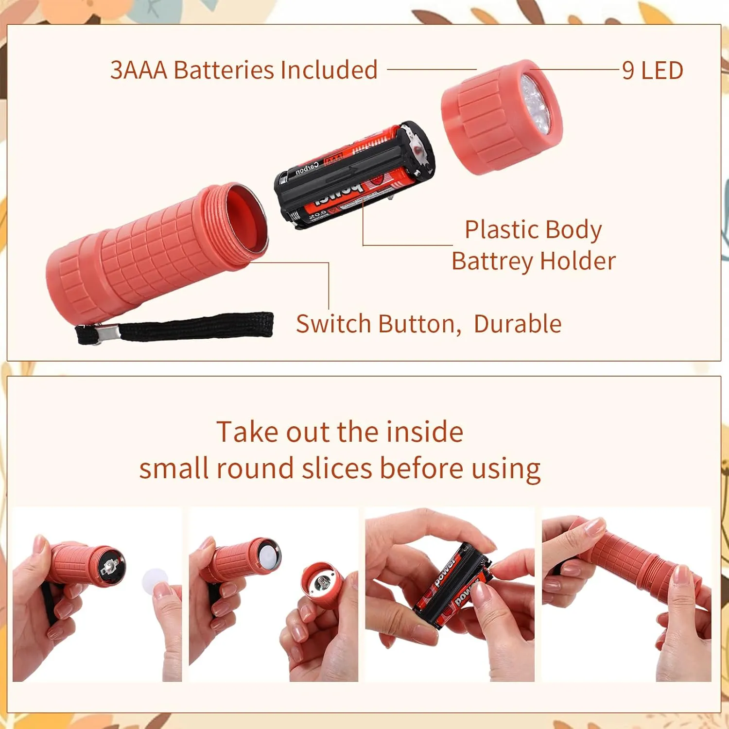 Batteries Included for Kids Night Reading Party Camping Emergency Hunting, 6 Color 30 Pack 9-LED Small Mini Flashlight Set Plastic Handheld Flashlights with Lanyard, thesis cause alike notably incline adverse 3 AAA 