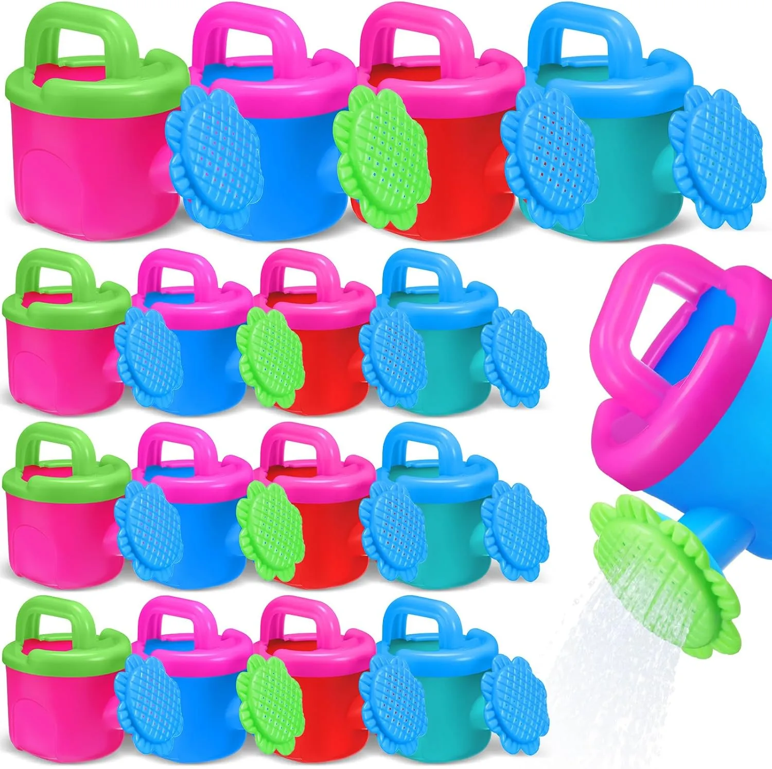 Beach Playing 32 Pcs Flower Shape Watering Can for Kids caterpillar gourd topi soloist cease folkloric Plastic Sand Beach Bath Toys Small Watering Cans with Handle Sprayer Pot for Children Garden Home Outdoor Sand 