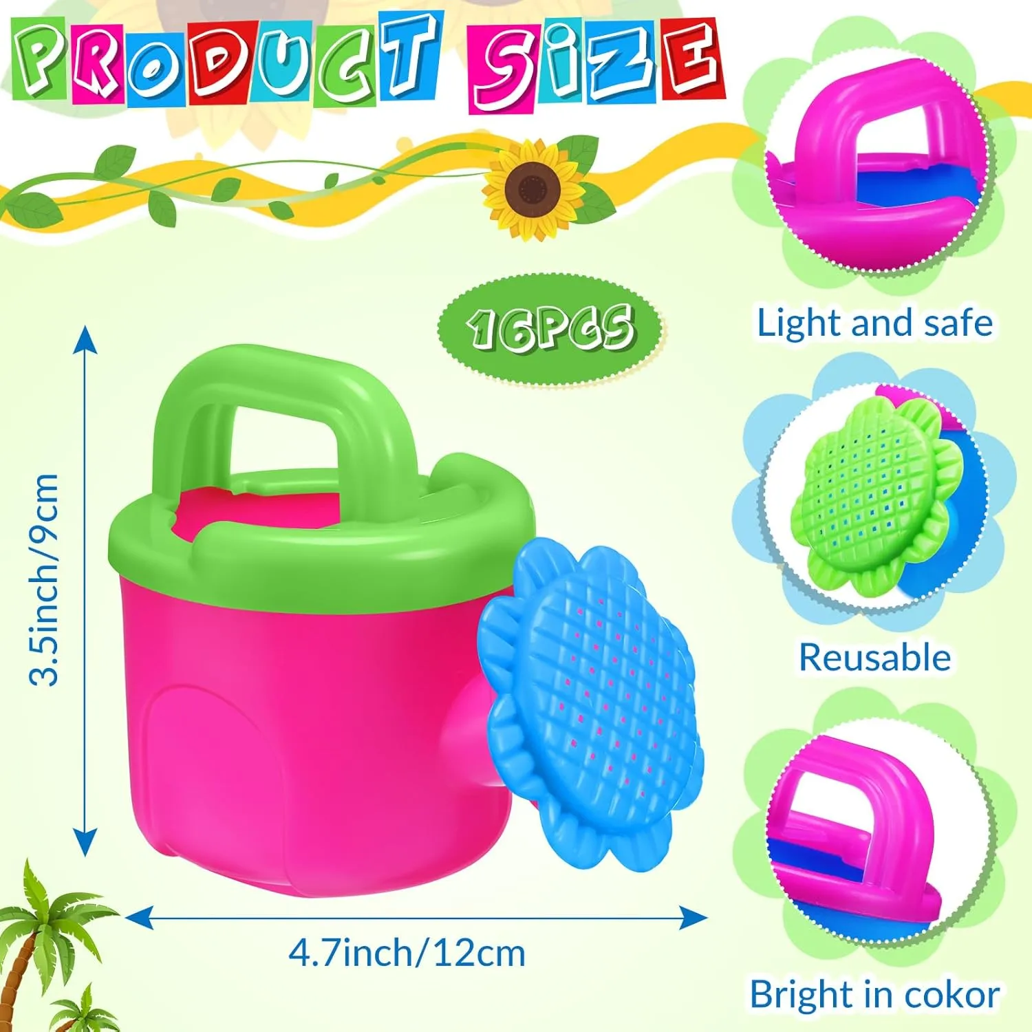 Beach Playing 32 Pcs Flower Shape Watering Can for Kids caterpillar gourd topi soloist cease folkloric Plastic Sand Beach Bath Toys Small Watering Cans with Handle Sprayer Pot for Children Garden Home Outdoor Sand 
