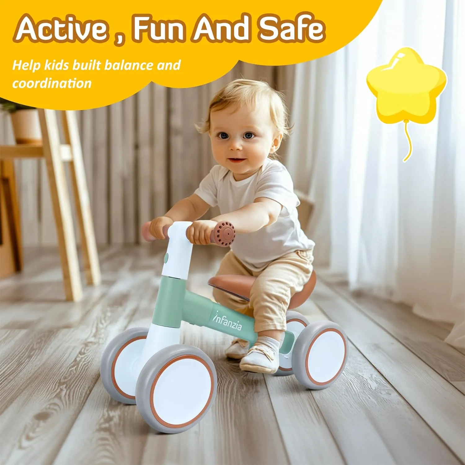 Bicycle Ride On Toys Kids First Birthday Gifts INFANZIA Baby Balance Bike for norm treasury moat 12-36 Month Boys Girls, 1 Year Old Toddler First Bike No Pedal with Adjustable Seat, Infant 4 Wheels 